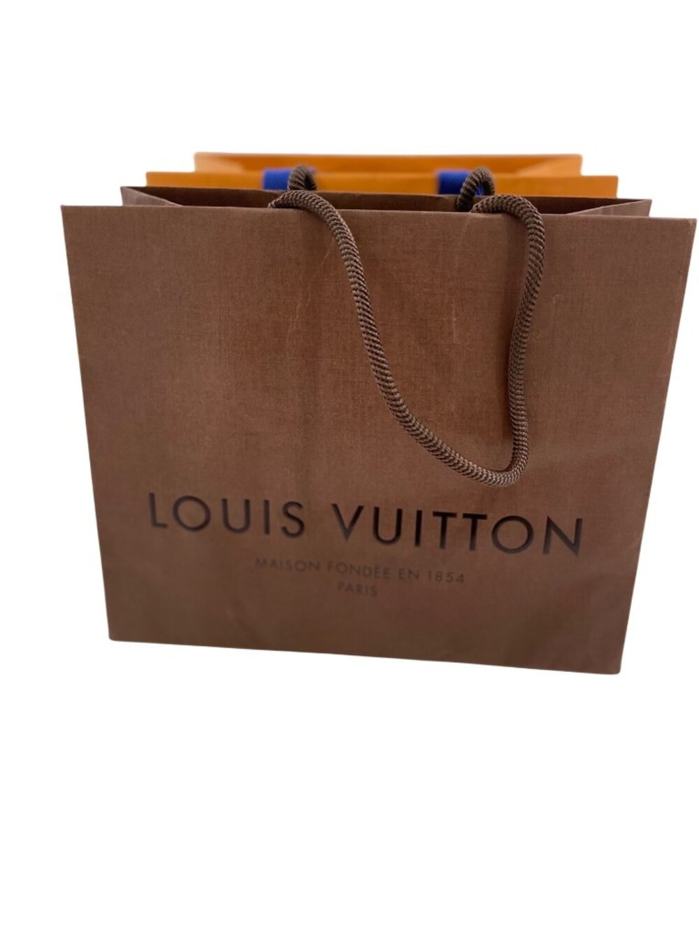 Authentic Louis Vuitton Boutique Shopping Bags Set of 2 Orange Brown Gift Bags - Picture 5 of 16